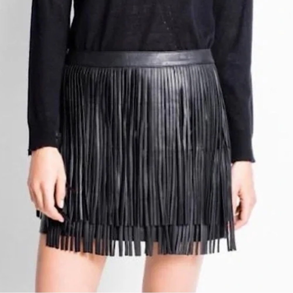 Zadig & Voltaire Leather Fringe Mini Skirt